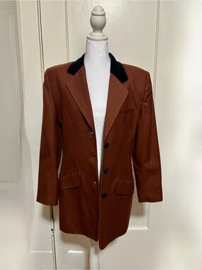 Brown Blazer with Black Velvet Collar, Vintage
